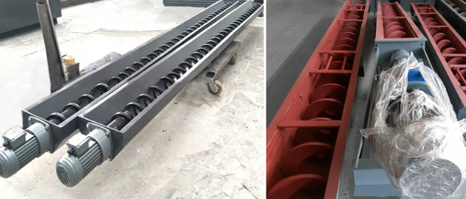 Animal feed shaftless screw conveyor